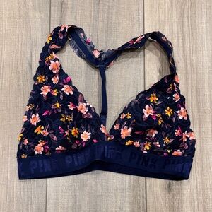 PINK Victoria's Secret Navy Floral Lace Bralette